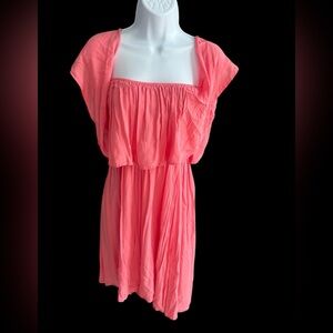 Venus Coral Pink Off Shoulder Raynon Beach cover-up dress S
